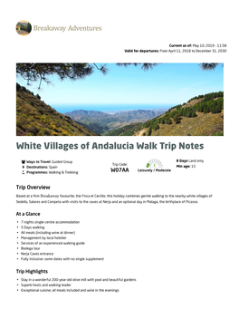 White Villages of Andalucia Walk Trip Notes