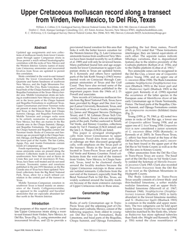 Upper Cretaceous Molluscan Record Along a Transect from Virden, New Mexico, to Del Rio, Texas William A