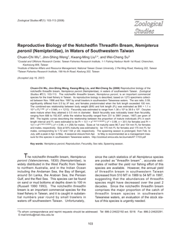 Reproductive Biology of the Notchedfin Threadfin Bream