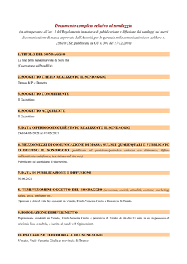 Documento Completo Relativo Al Sondaggio (In Ottemperanza All’Art