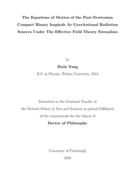 The Equations of Motion of the Post-Newtonian Compact Binary Inspirals As Gravitational Radiation Sources Under the Eﬀective Field Theory Formalism