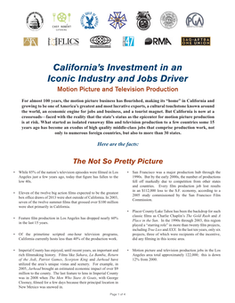 California's Investment in an Iconic Industry and Jobs Driver