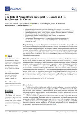 The Role of Necroptosis: Biological Relevance and Its Involvement in Cancer