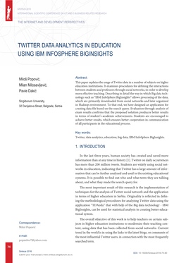 Twitter Data Analytics in Education Using Ibm Infosphere Biginsights