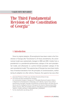 The Third Fundamental Revision of the Constitution of Georgia**