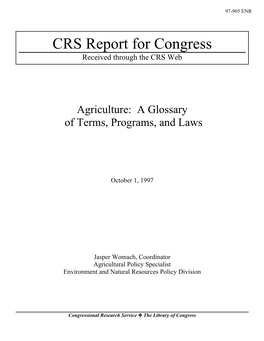 CRS Report for Congress Received Through the CRS Web