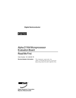 Alpha 21164 Microprocessor Evaluation Board Read Me First