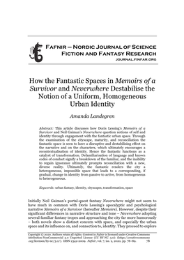 How the Fantastic Spaces in Memoirs of a Survivor and Neverwhere Destabilise the Notion of a Uniform, Homogeneous Urban Identity