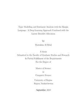 Topic Modelling and Sentiment Analysis with the Bangla Language: a Deep Learning Approach Combined with the Latent Dirichlet Allocation