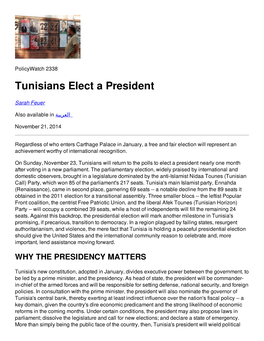 Tunisians Elect a President