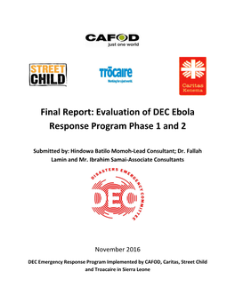 Evaluation of DEC Ebola Response Programme