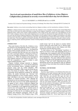 Survival and Reproduction of Small Blow Flies (Calliphora Vicina