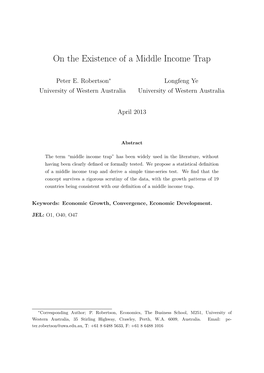 On the Existence of a Middle Income Trap