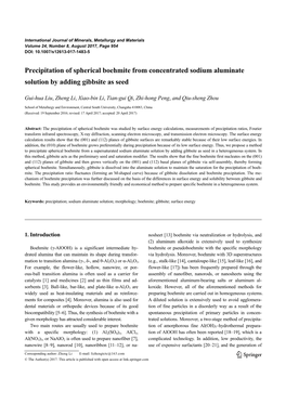 Precipitation of Spherical Boehmite from Concentrated Sodium Aluminate Solution by Adding Gibbsite As Seed