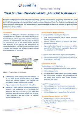 Yeast Cell Wall Polysaccharides: Β-Glucans & Mannans