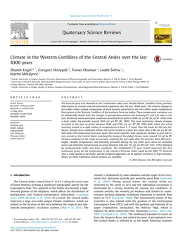 Climate in the Western Cordillera of the Central Andes Over the Last