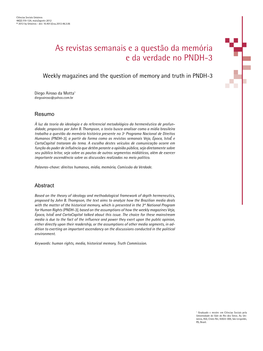 As Revistas Semanais E a Questão Da Memória E Da Verdade No PNDH-3