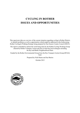Cycling in Rother Issues and Opportunities