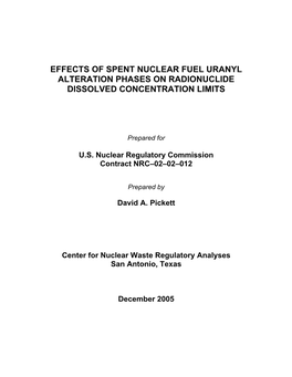 Effects of Spent Nuclear Fuel Uranyl Alteration Phases on Radionuclide Dissolved Concentration Limits