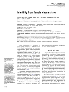 Infertility from Female Circumcision