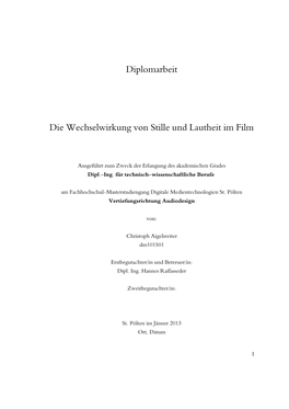 Diplomarbeit Die Wechselwirkung Von Stille Und Lautheit Im Film