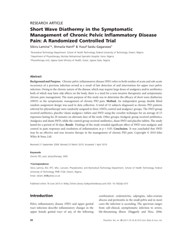 Short Wave Diathermy in the Symptomatic