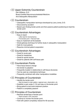 Upper Extremity Counterstrain Counterstrain Counterstrain