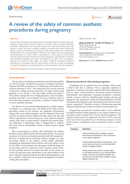 A Review of the Safety of Common Aesthetic Procedures During Pregnancy