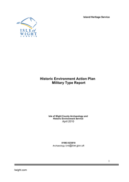 Historic Environment Action Plan Military Type Report