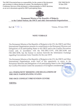 The OSCE Secretariat Bears No Responsibility for the Content of This Document and Circulates It Without Altering Its Content. Th