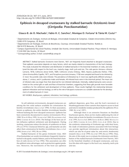 Epibiosis in Decapod Crustaceans by Stalked Barnacle Octolasmis Lowei (Cirripedia: Poecilasmatidae)