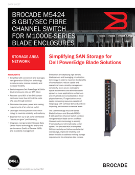 Brocade M5424 8 Gbit/Sec Fibre Channel Switch for M1000e-Series Blade Enclosures