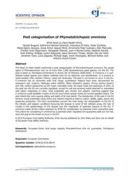 Pest Categorisation of Phymatotrichopsis 