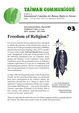 Freedom of Religion?