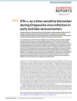 IFN-Α As a Time-Sensitive Biomarker During Oropouche Virus Infection In