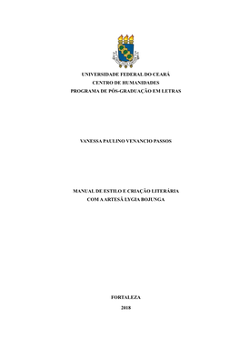 Universidade Federal Do Ceará Centro De Humanidades Programa De Pós-Graduação Em Letras