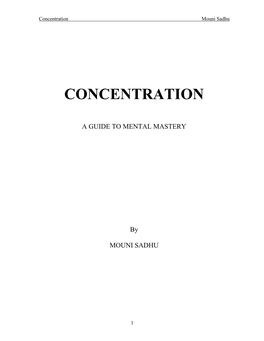 Concentration a Guide to Mental Mastery by Mouni Sadhu