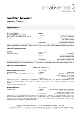 Jonathan Newman Director / Writer