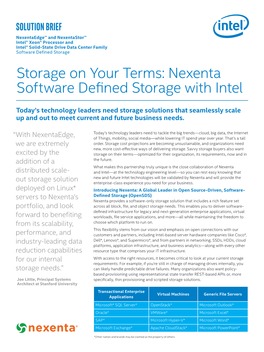 Storage on Your Terms: Nexenta Software Defined Storage with Intel