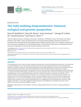 The Fe(II)-Oxidizing Zetaproteobacteria: Historical, Ecological and Genomic Perspectives Sean M