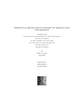 PERCEPTUAL DEPTH CUES in SUPPORT of Lviedical DATA VISUALISATION