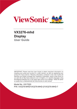 VX3276-Mhd Display User Guide