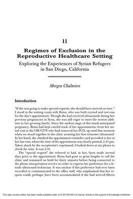 Regimes of Exclusion in the Reproductive Healthcare Setting Exploring the Experiences of Syrian Refugees in San Diego, California