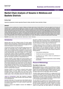 Market Chain Analysis of Sesame in Melekoza and Basketo Districts