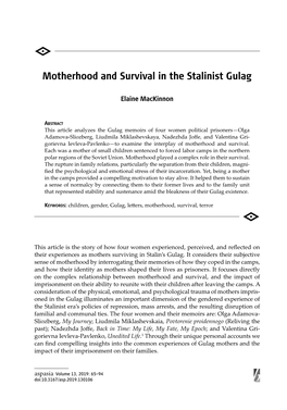 Motherhood and Survival in the Stalinist Gulag