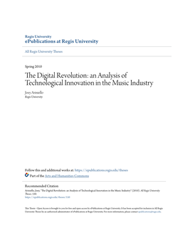 An Analysis of Technological Innovation in the Music Industry Joey Ariniello Regis University