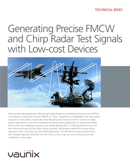 Generating Precise FMCW and Chirp Radar Test Signals with Low-Cost Devices