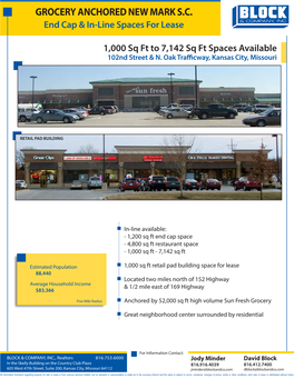 GROCERY ANCHORED NEW MARK S.C. End Cap & In-Line Spaces for Lease