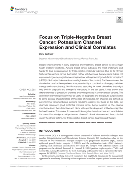 Focus on Triple-Negative Breast Cancer: Potassium Channel Expression and Clinical Correlates