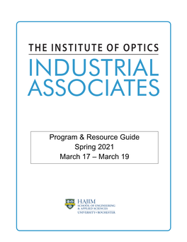 Institute of Optics Spring 2021 IA Program and Resource Guide